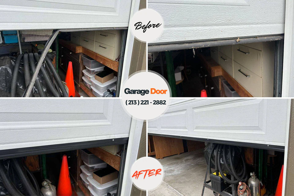 Before and after: garage door repair Premont, TX